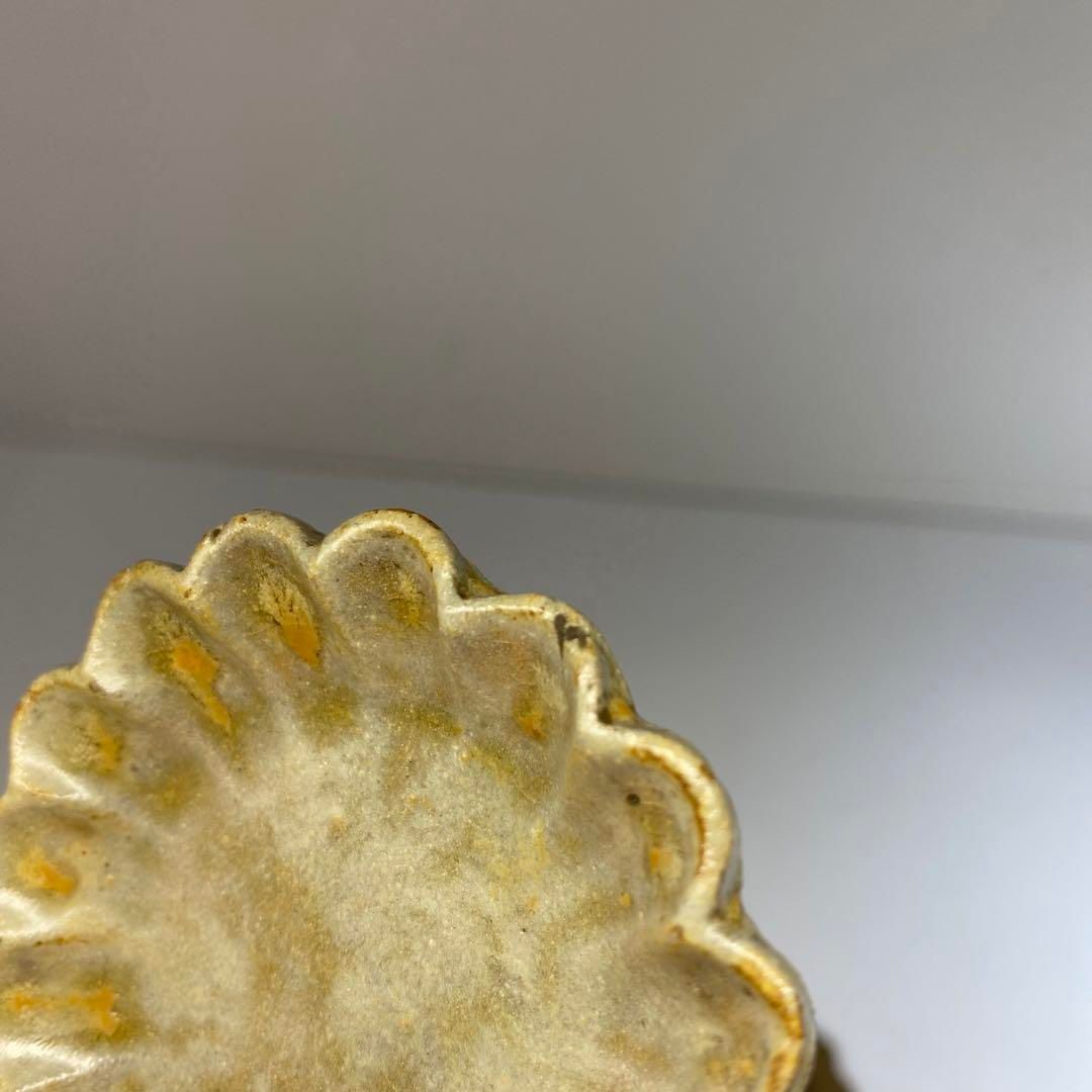 江戸中期 御深井焼 菊形小皿6枚 木箱付 横幅約7㎝ 東Y6-0410☆2F