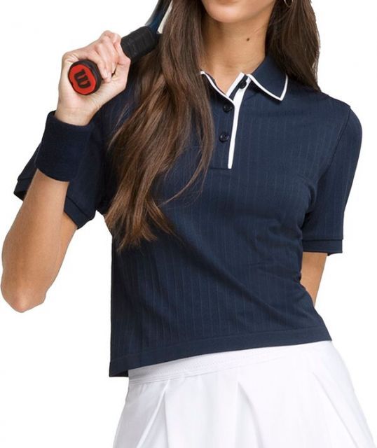 送料無料 ウィルソン レディース ポロシャツ トップス Wilson Women s Center Court Tennis Polo Classic Navy