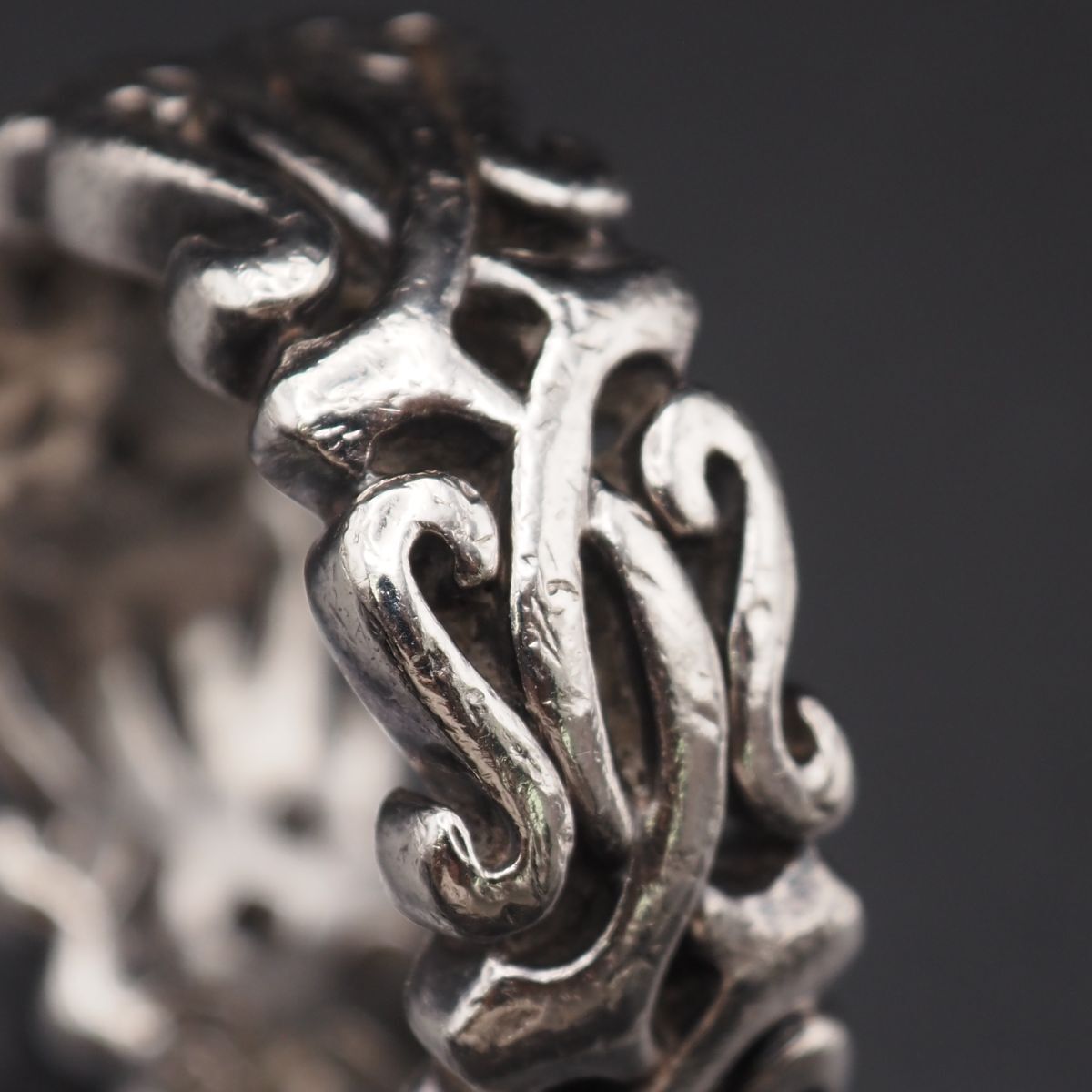 G938 ヴィンテージ 925刻印 リング 透かし彫り デザイン シルバー 指輪