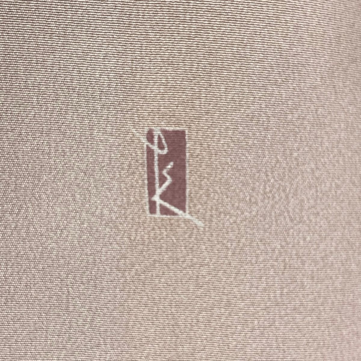 訪問着 身丈152cm 裄丈64.5cm M 単衣 由水十久 落款 枝花 薄小豆 正絹  