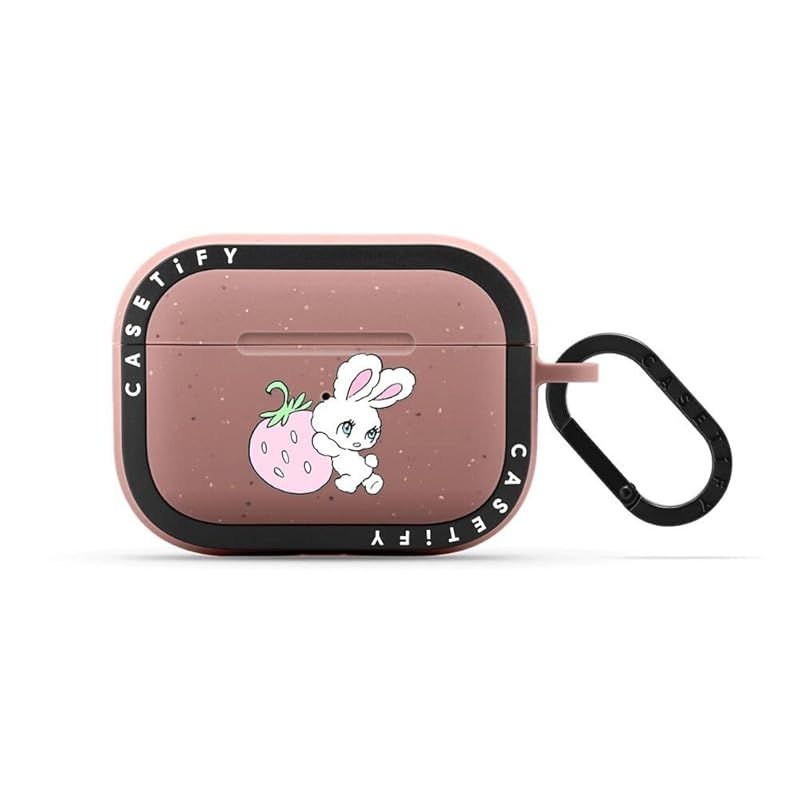 CASETiFY バウンス ケース AirPods Pro ケース 第1世代 - 第2世代 - Bunny Carrying Strawberry - マット ダスティー ローズ