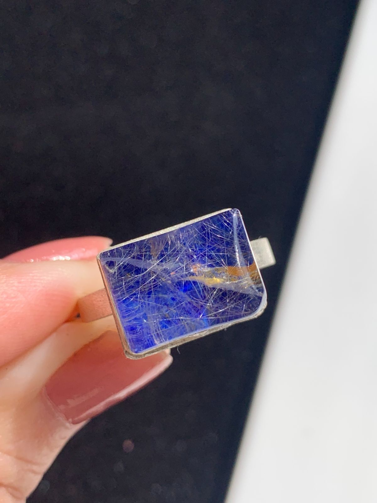 ラピスラズリ×ルチルクォーツ ダブレット ストーン リング SV925