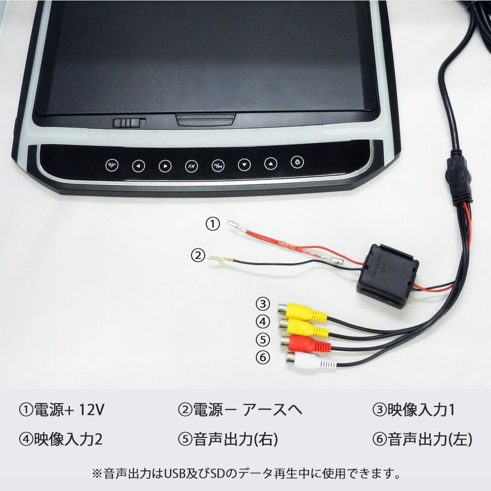 高画質12.1インチデジタルフリップダウンモニター LEDバックライト液晶 HDMI microSD対応