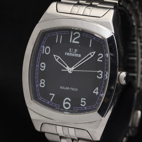 稼働 シチズン レノマ E031-S068258 ソーラー ブラック文字盤 メンズ腕時計 TKD 2000000 NSK