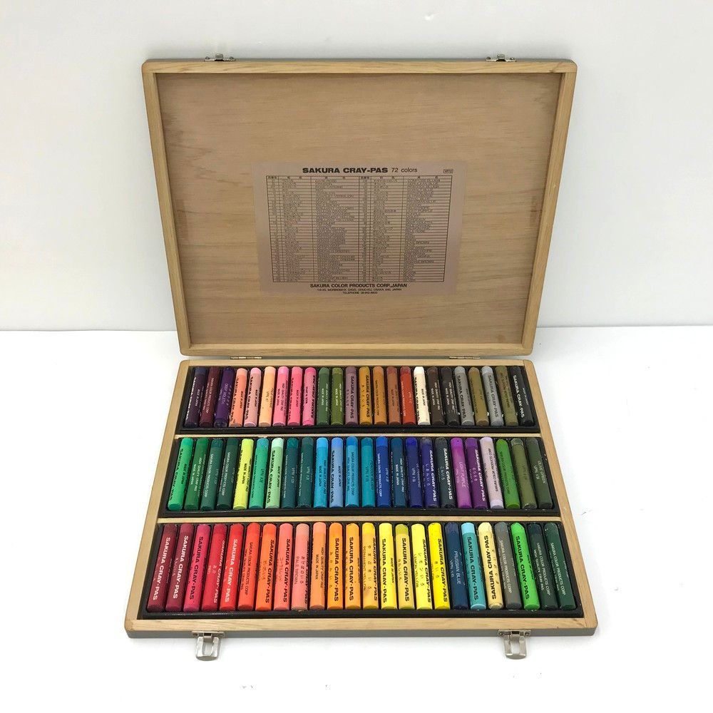 サクラクレパス72色 SAKURA CRAY-PAS 72 木箱入り ※箱に削れあり