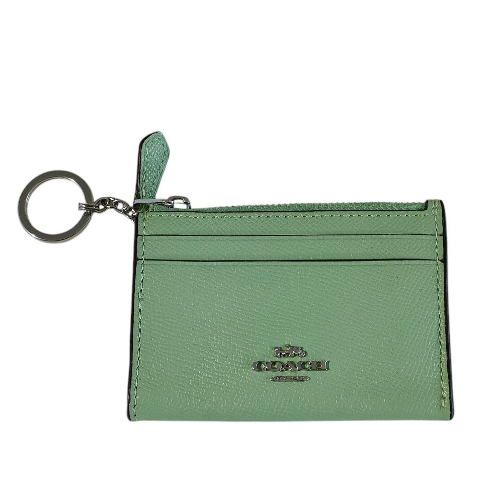 COACH コーチ ミニ スキニー ID ケース レザー メタルロゴ パスケース コインケース 88250 グリーン レディース 古着