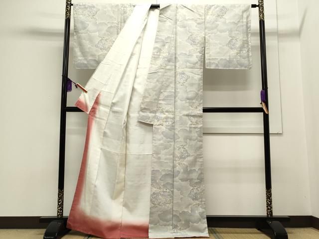 平和屋着物○本場大島紬 9マルキ 雲重ね草花文 正絹 逸品 AAAT0616zg 平和