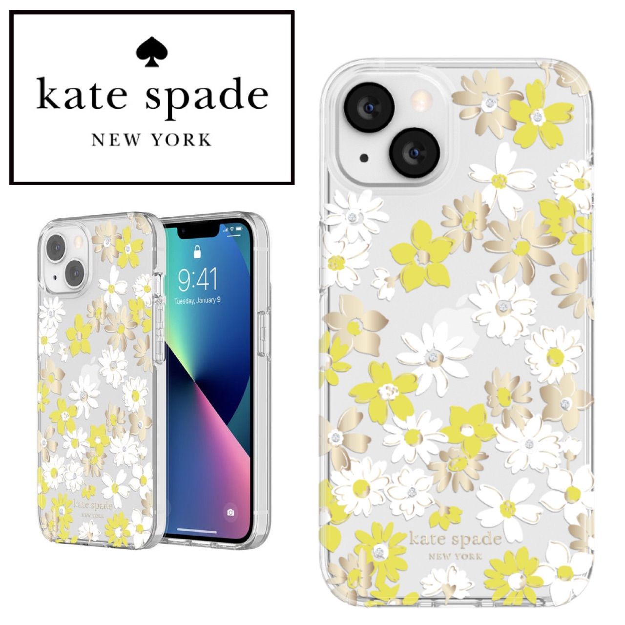 【ケイトスペード】イエローフローラル iPhone13 iPhone14ケース 新品⭐︎ケイトスペード iPhone13シリーズ おしゃれ イエロー