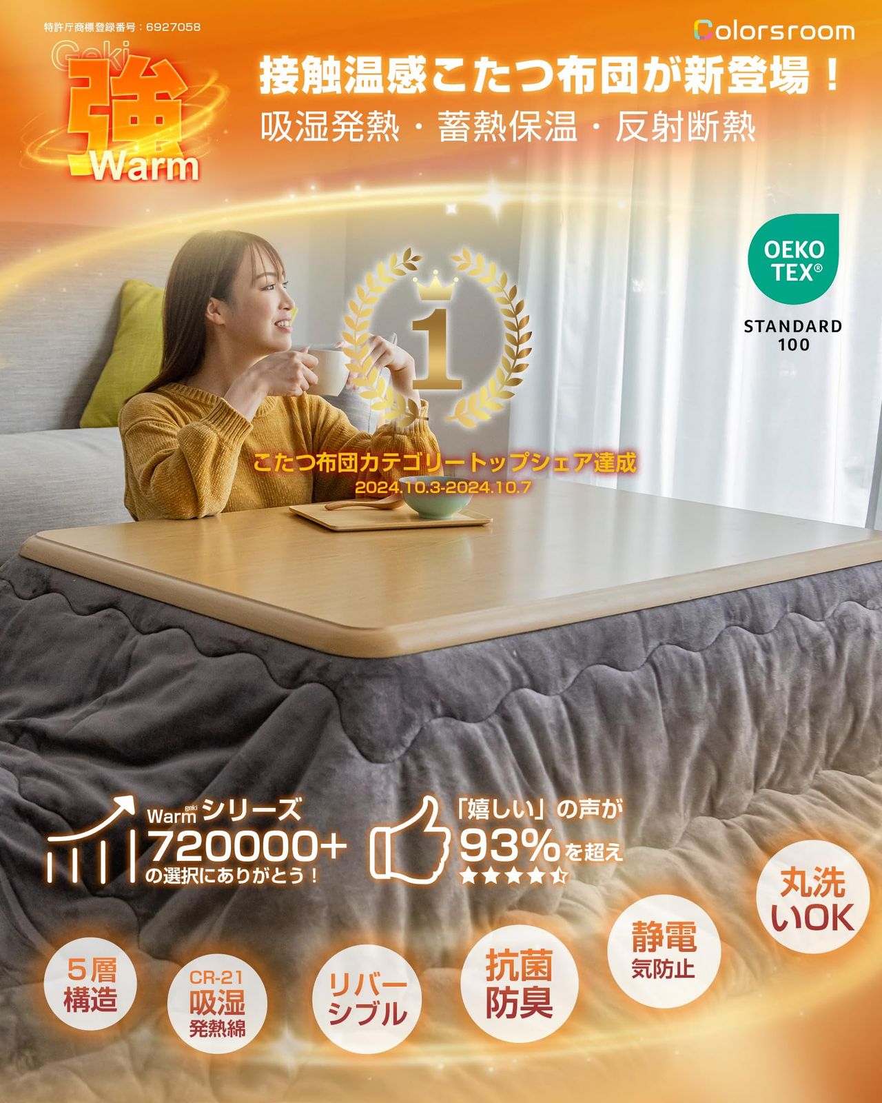 人気ブランド見つかる! Colorsroom こたつ布団 長方形 205×285cm 中綿2.5kg コタツ布団 五層構造×CR-21吸湿発熱綿 こたつ掛け布団 リバーシブル 両面使える 厚手 抗菌防臭 丸洗いOK 静電気99%抑制 撥水加工 おしゃれ 北欧 冬用 無地両面 最新作が入荷中!