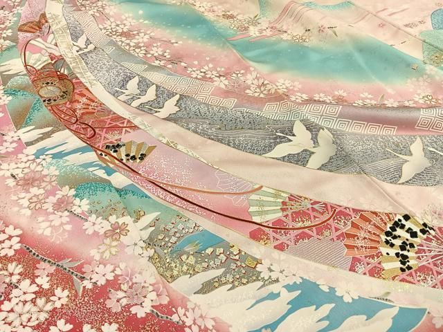 振袖 刺繍 金彩 紋意匠 洋花 暈し染 正絹 S135 振袖 刺繍 金彩 紋意匠 洋花 暈し染 正絹 S135