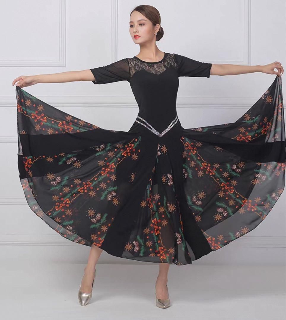 花柄スタンダード練習着✨ワンピースタイプの練習着！ダンスパーティーにも！ 花柄スタンダード練習着✨ワンピースタイプの練習着！ダンスパーティー