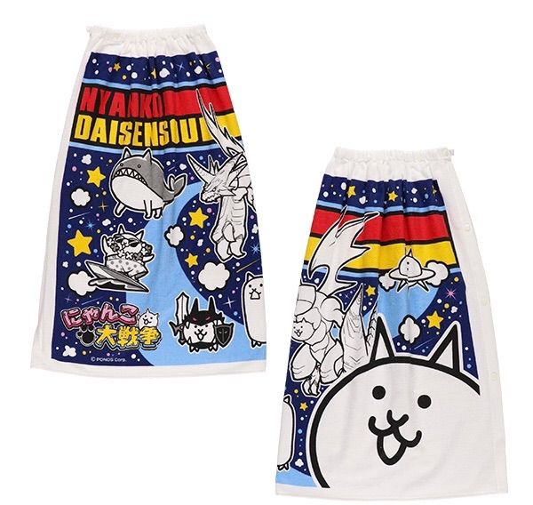 【新品タグ付】にゃんこ大戦争/ 80cm/スナップ付きラップタオル/男の子 グレー