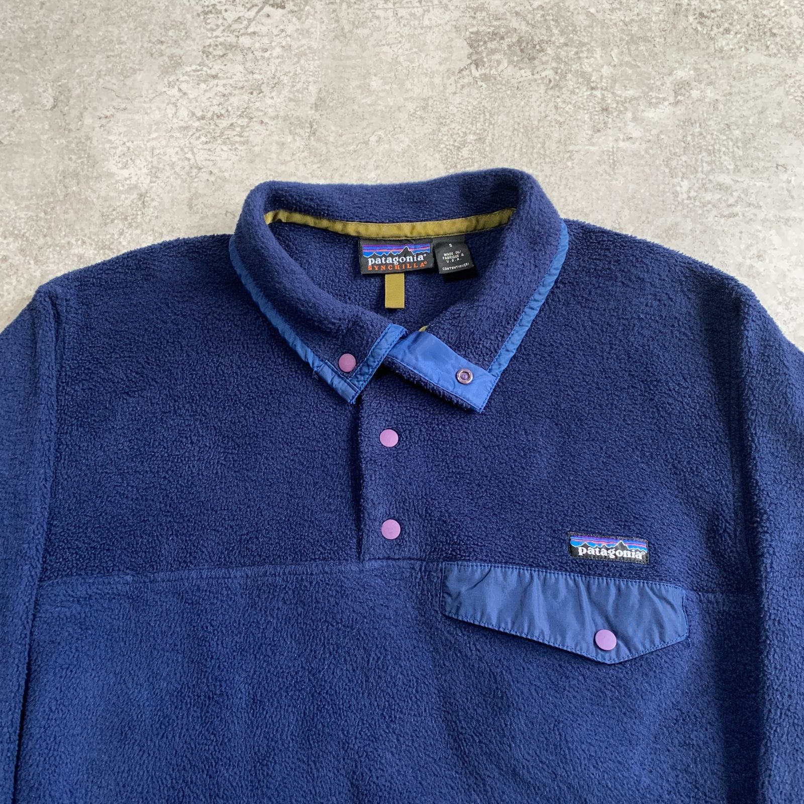 90s 1997年 USA製 patagonia Synchilla Snap T Pullover【navy 