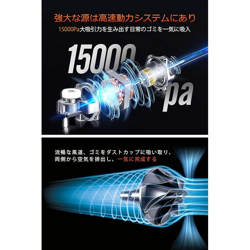 掃除機 コードレス 15000pa超強力吸引 スティック掃除機 2WAY Amazon | 掃除機 コードレス 15000pa超強力吸引 スティック掃除