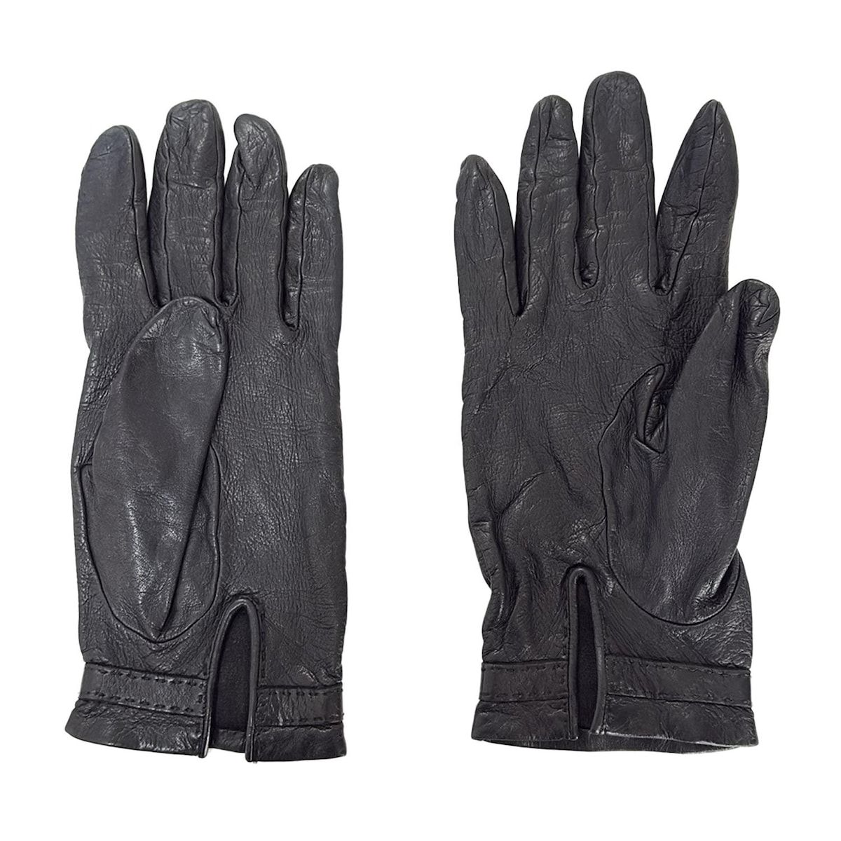 HERMES(エルメス) 手袋 レディース - 黒 シルバー金具 レザー - メルカリ 