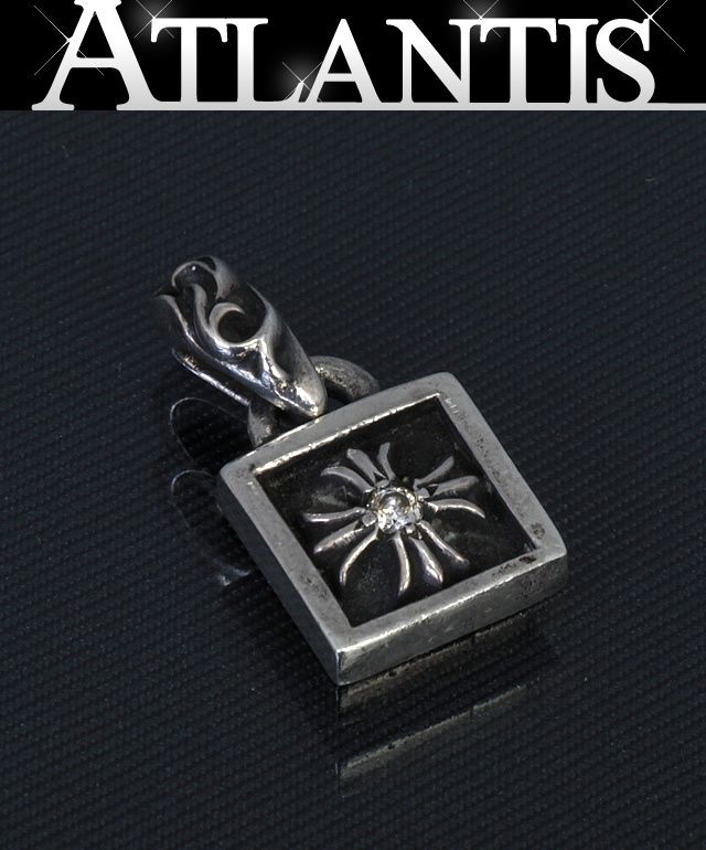 CHROME HEARTS 銀座店 クロムハーツ フレームド CHプラス チャーム 1Pダイヤ ペンダント トップ シルバー SV925 98751