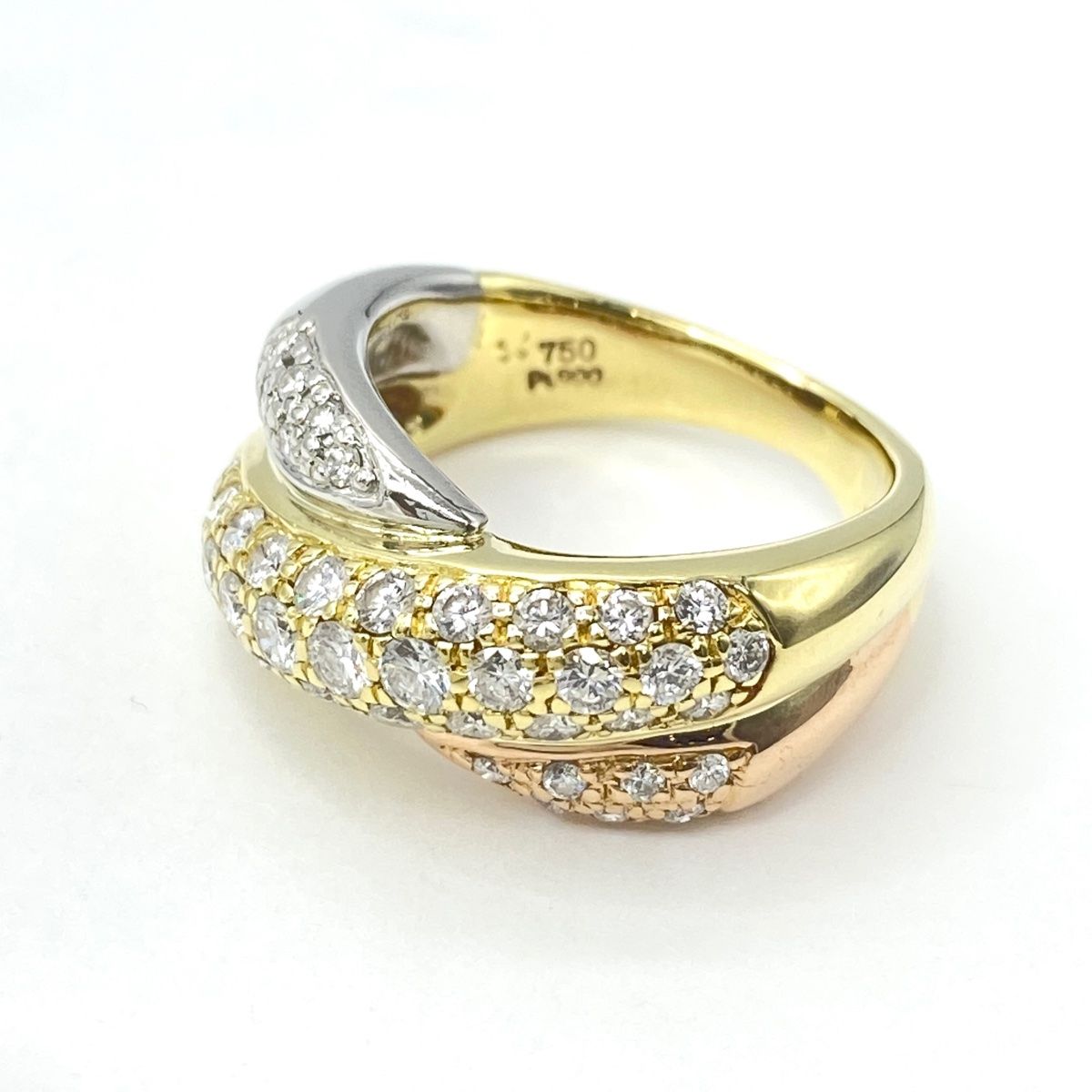 K18 Pt900 コンビリング メレダイヤ 13号 指輪 K18 Pt900 コンビ デザインリング メレダイヤ 13号 Pt900 K18 コンビ