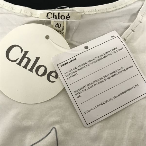 Chloe - タグ付新古品/イタリア製★クロエ/Chloe★ロゴプリント/ストレッチ/半袖Tシャツ【40/レディースM-L程度/白/white】◆cBH897 Chloe - タグ付新古品/イタリア製☆クロエ/Chloe☆ロゴプリント