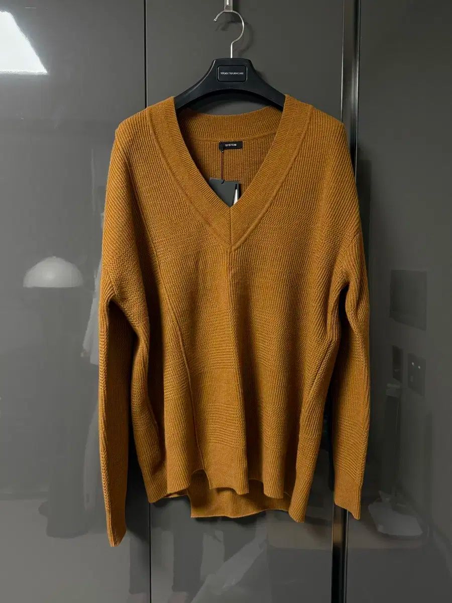 SYSTEM homme システムオム カシミア Vネックニット キャメル 105