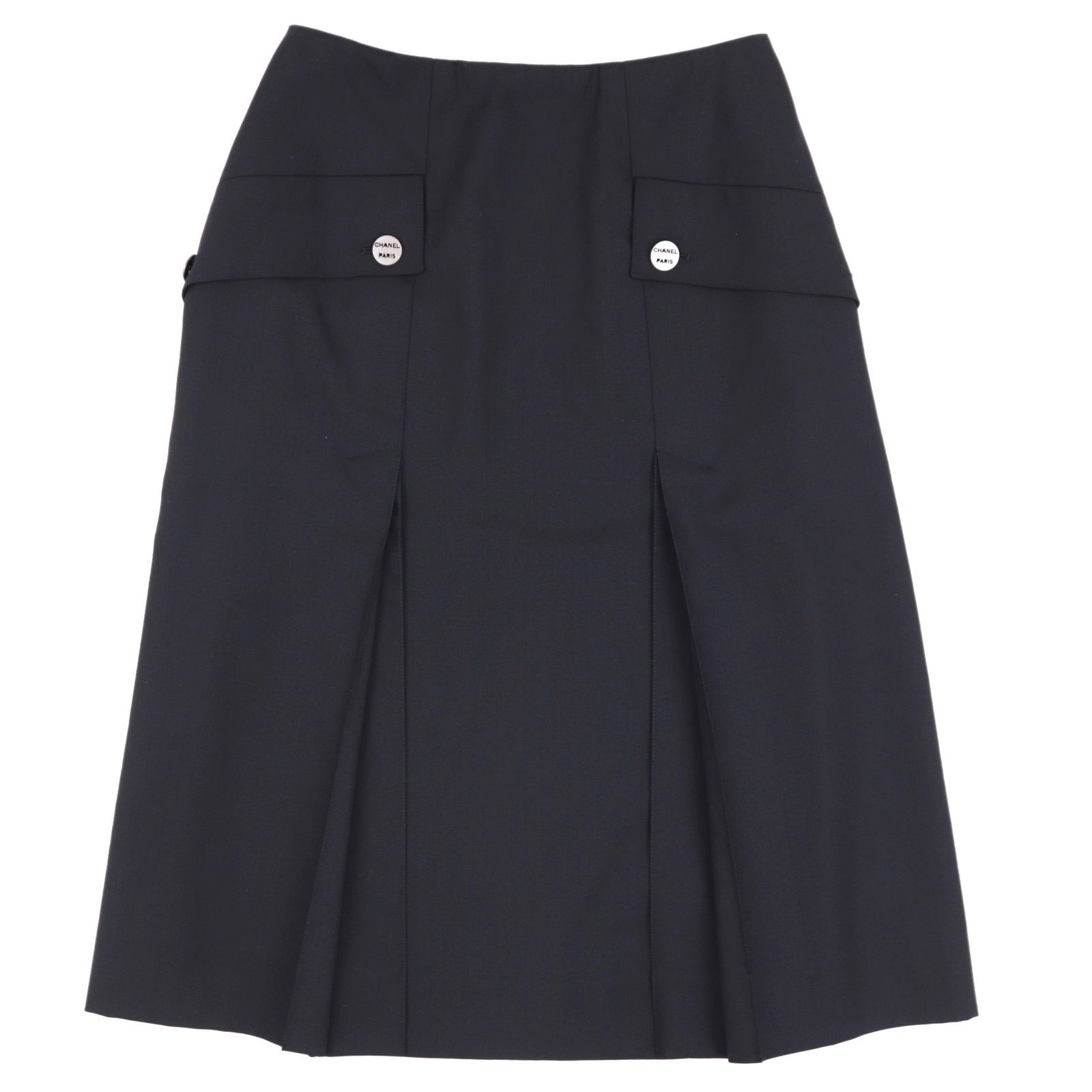 CHANEL フレアスカート プリーツスカート 黒 