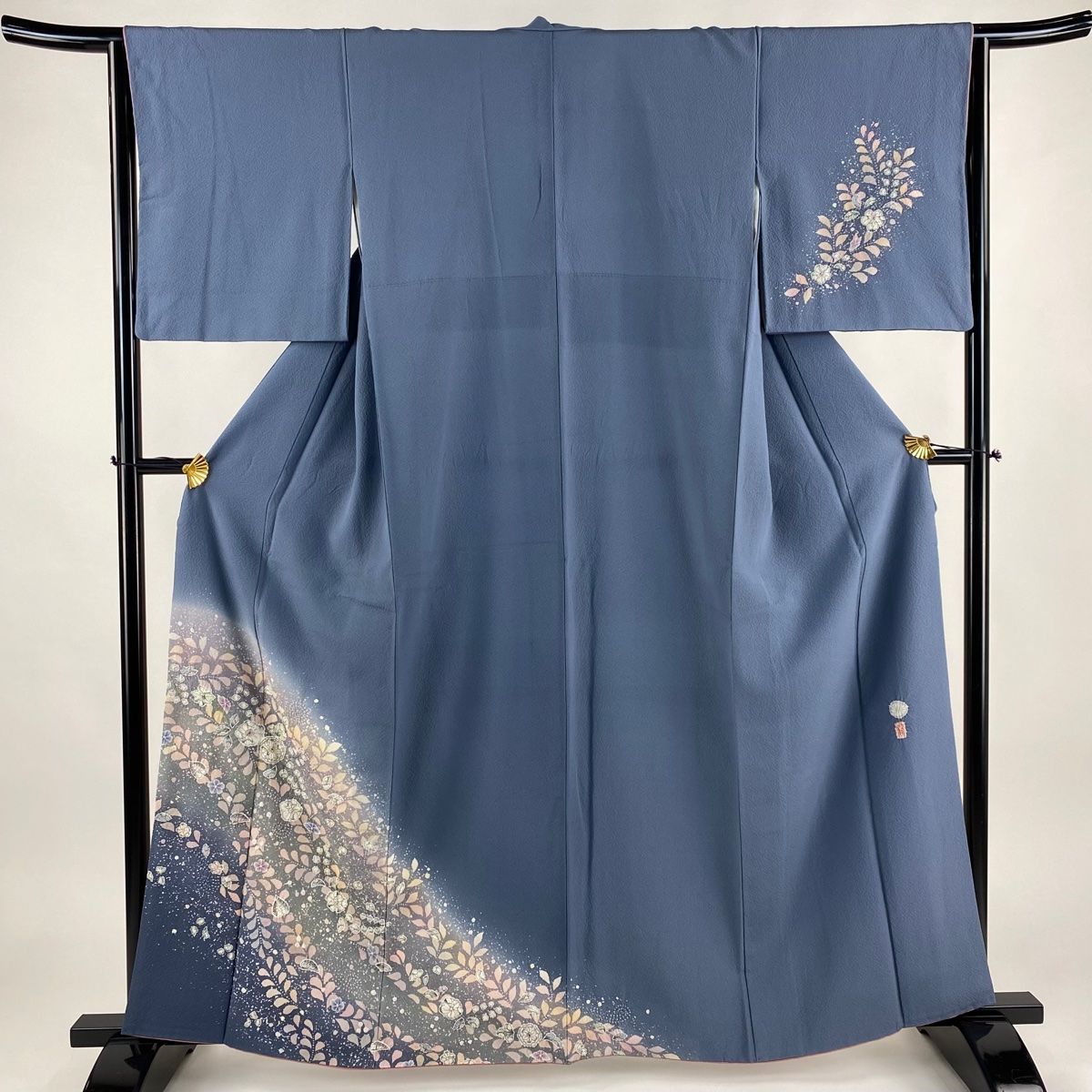 付下げ 身丈161cm 裄丈63.5cm S 袷 翠山工房 やまと 落款 辻ヶ花 染め分け ぼかし 青灰色 正絹