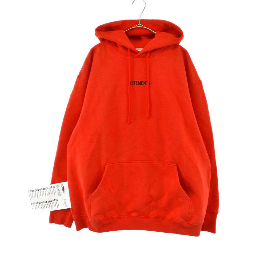 VETEMENTS (ヴェトモン) 19AW LOGO HOODIE UAH20TR725 ロゴプリント プルオーバーパーカー レッド - メルカリ