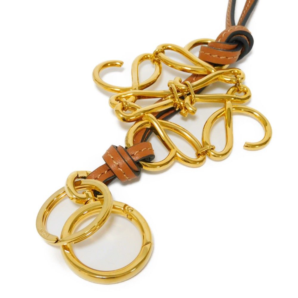 LOEWE ロエベ アナグラム チャーム ブラウン ゴールド GP メッキ 真鍮  