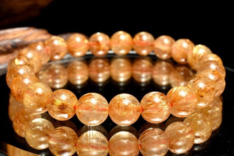 【人気SALE，格安】 【１点物】AA☆迫力金針 ゴールドルチルクォーツ　8mm　ブレスレット パワーストーン 天然石 _MA1312 ブレスレット・バングル