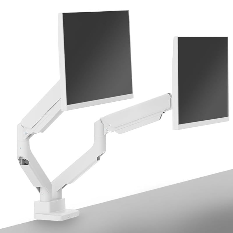 Pixio PS2D White モニターアーム 白 デュアル 17-49インチ対応 耐荷重1-15kg クランプ グロメット ホワイト