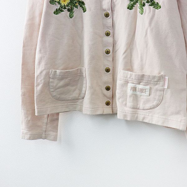 超安い品質 PINK たんぽぽ刺繍キナリカーディガン HOUSE トップス