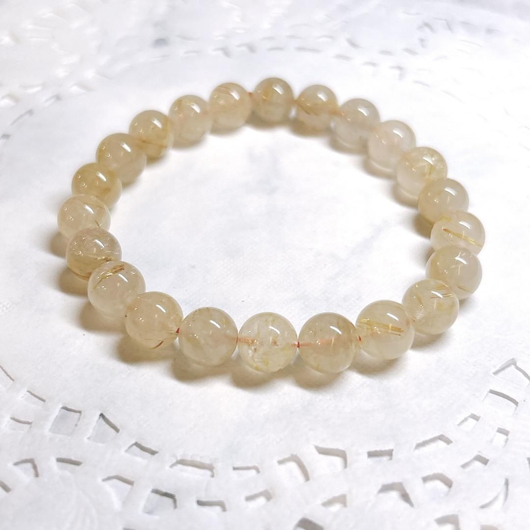 ゴールドルチル　9mm　天然石　ブレスレット ゴールドルチルクォーツ ブレスレット 16-16.9mm #2189