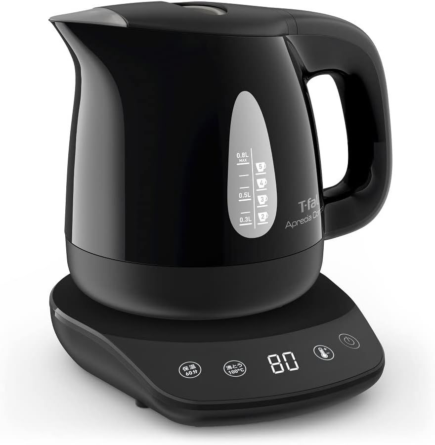ティファール 電気ケトル 0.8L 温度調節 8段階 「アプレシア コントロール ブラック」 保温 自動電源オフ 空だき防止 KO7208JP