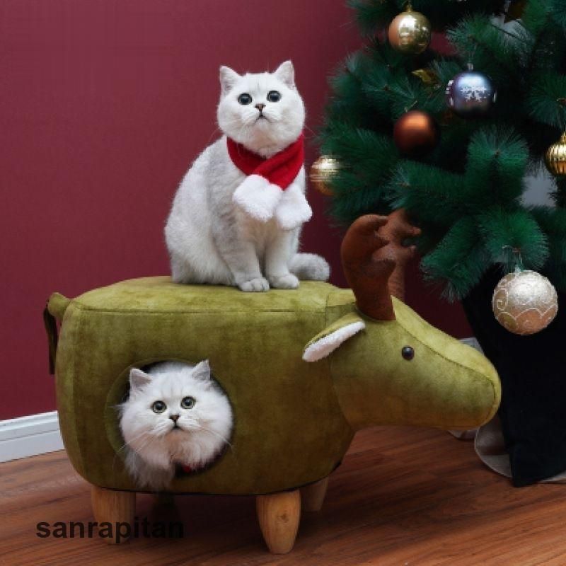 猫用ベッド ペットベッド キャットハウス ペットハウス ねこ ネコ 犬 ドッグ ペット用品 猫用品 ペットグッズ 脚付き トナカイ グリーン かわいい