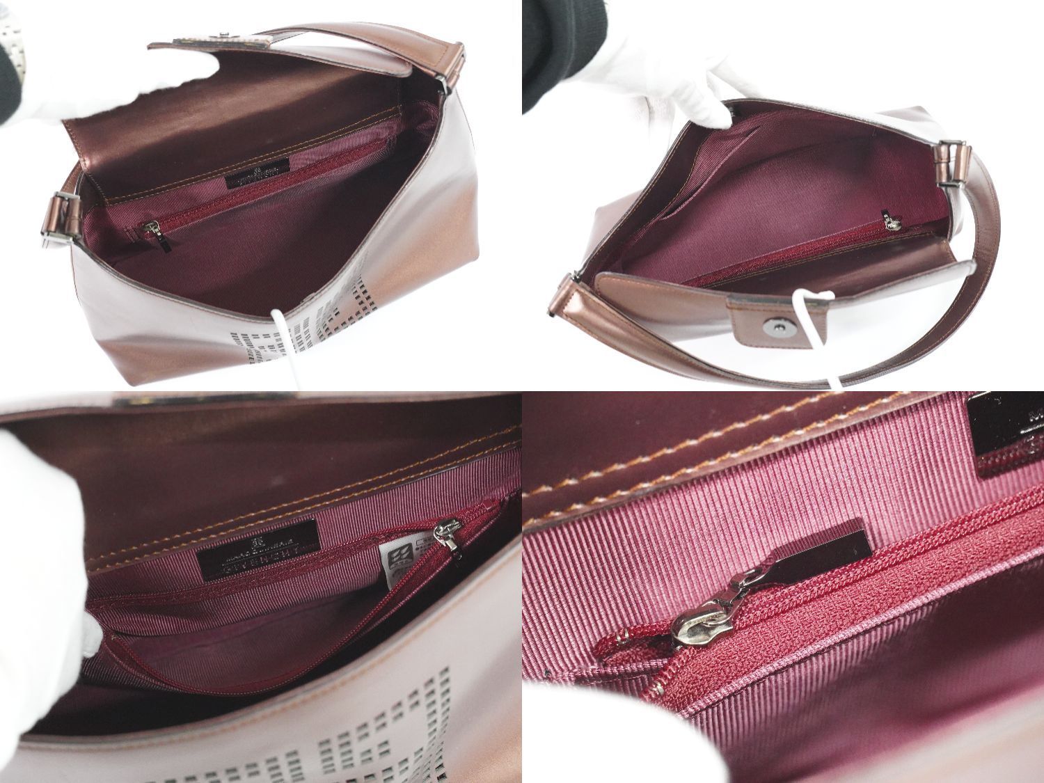 本物 ジバンシィ GIVENCHY レザー ショルダーバッグ メタリックボルドー バッグ 中古 本物 ジバンシィ GIVENCHY レザー ショルダーバッグ メタリック
