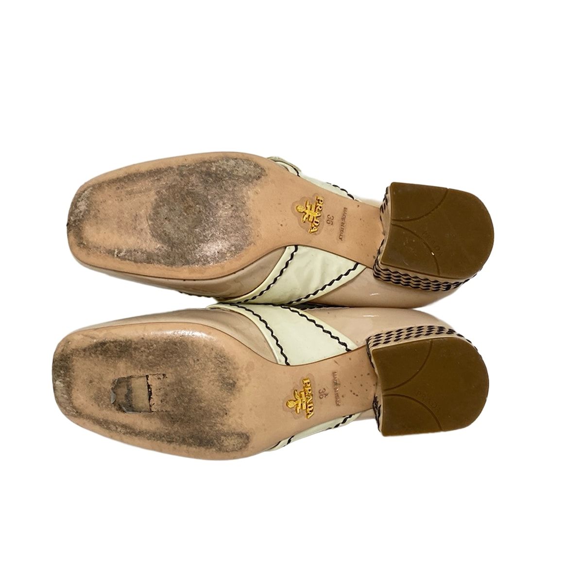 プラダ パンプス ベージュ×茶 36 1/2 PRADA 23.5 PRADA(プラダ) パンプス 36 レディース - ベージュ×アイボリー