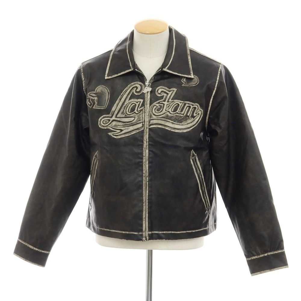中古】ラファム La Fam PUレザー ジップアップ レザーブルゾン 