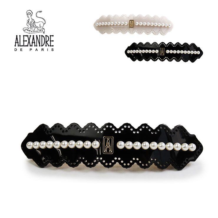 アレクサンドル ドゥ パリ ALEXANDRE DE PARIS バレッタ RENAISSANCE ITALIENNE DENTELLIA BARRETTE PERLE レディース 8cm AA8-18564-02