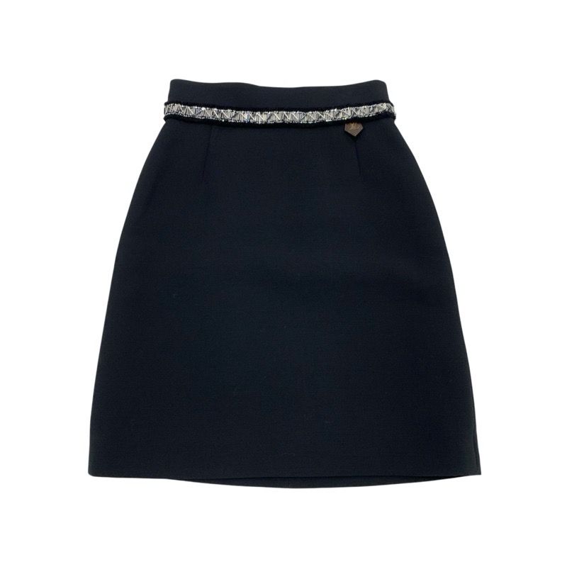 ルイヴィトン LOUIS VUITTON ボトムス ブラック シルバー モノグラム ビーズ ラインストーン ミニスカート ルイヴィトン LOUIS VUITTON ボトムス ブラック シルバー モノグラム