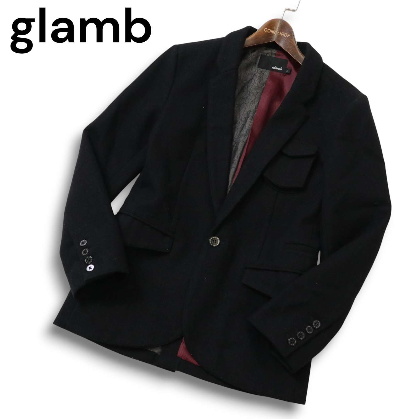 glamb グラム 秋冬 総裏 ウール☆ テーラード シングル ジャケット Sz 