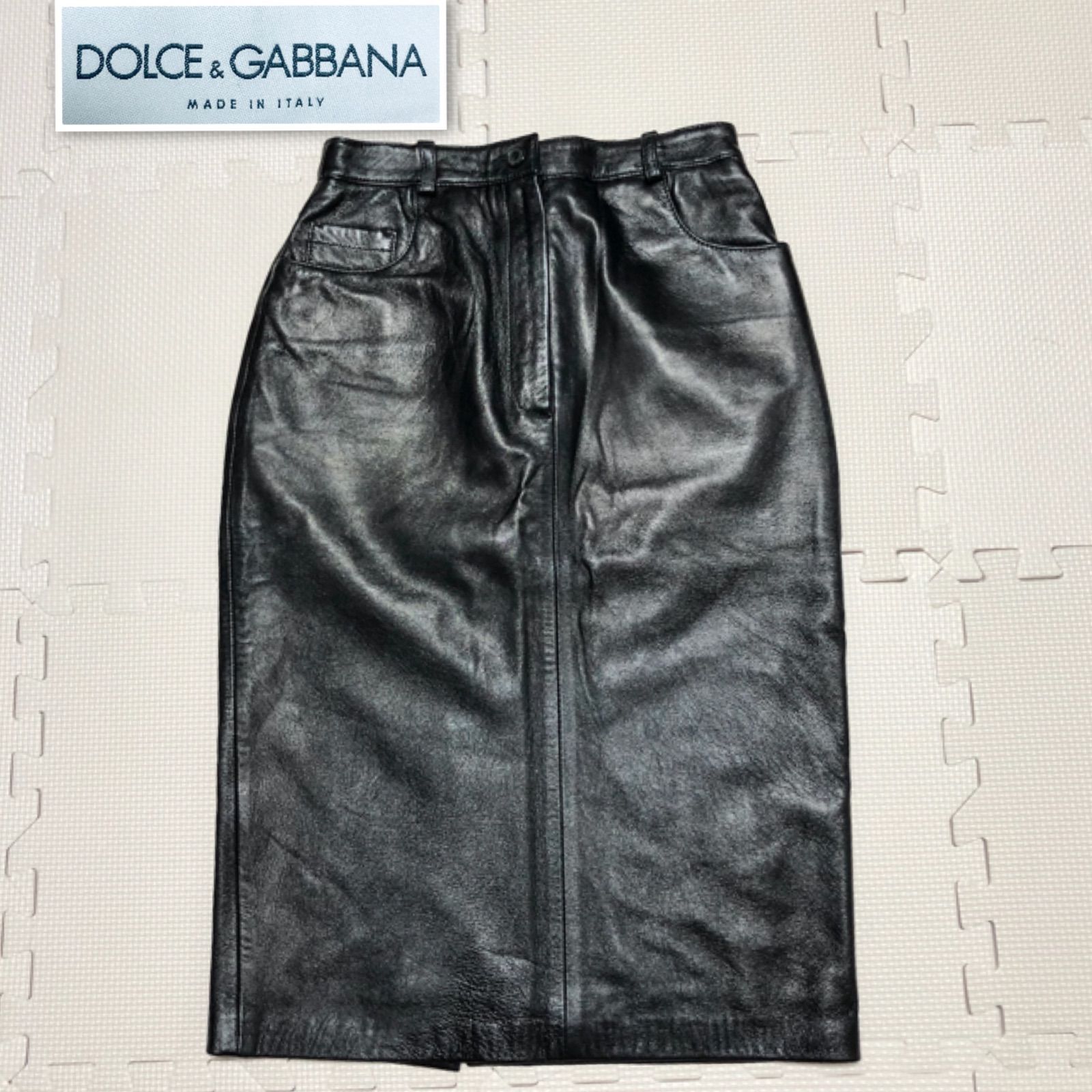 □美品□Dolce&Gabbana ドルチェ＆ガッバーナ タイトスカート 本革  
