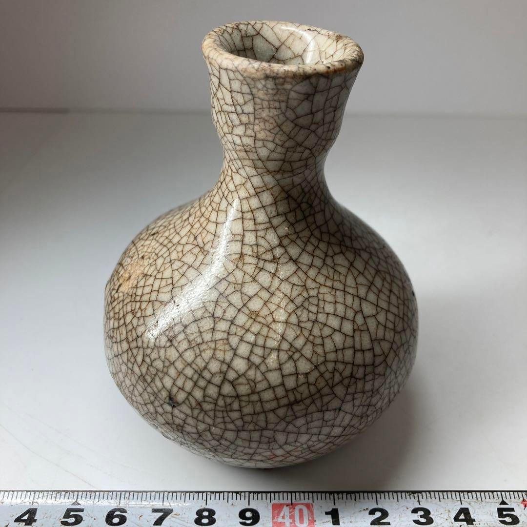 中国古玩 ひび焼小瓶 高さ約10㎝ 東Y6-1230 2Fタルエ