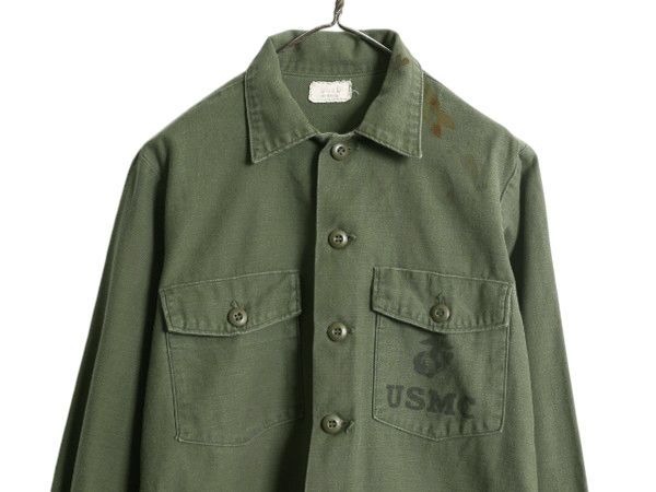 70s ユーティリティシャツ USMC コットンサテン OG-107 L相当 70s “USMC” og107 cotton sateen utility shirt 米軍 コットン
