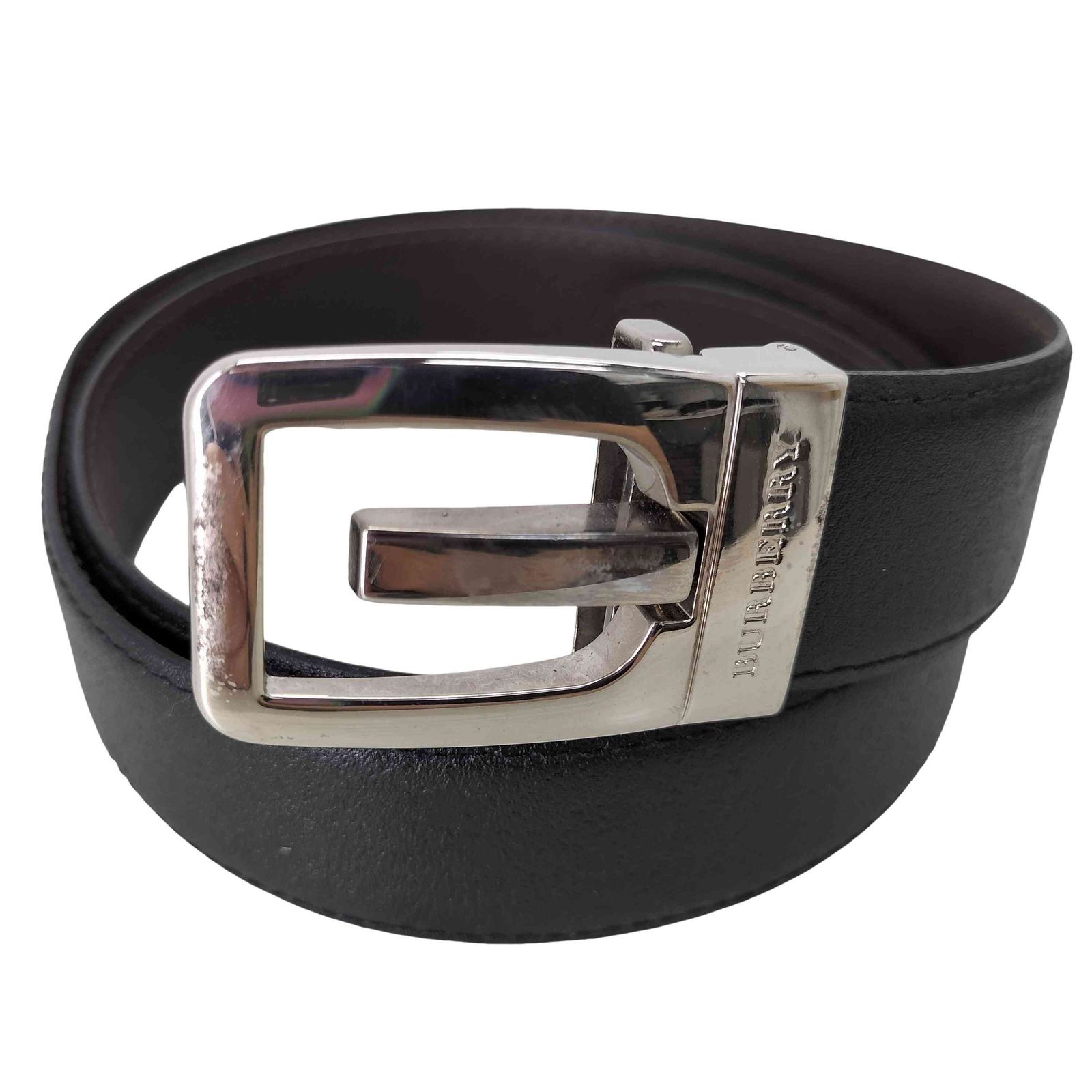 超希少✨BURBERRY 銀製バックル　silver刻印　レザーベルト バーバリー BURBERRY シルバーバックルレザーベルト メンズ 表記無