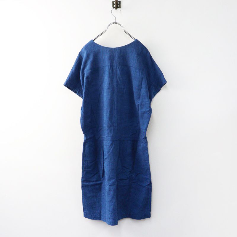 ヤンマ産業 会津木綿 藍色ワンピース ヤンマ産業 yamma Xライン