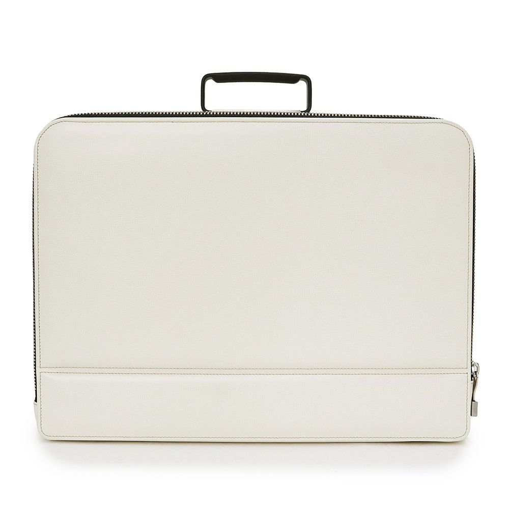 ヴァレクストラ スモール プレミエ アタッシュケース ブリーフケース ビジネスバッグ グレインカーフレザー ホワイト マットシルバー金具 Valextra