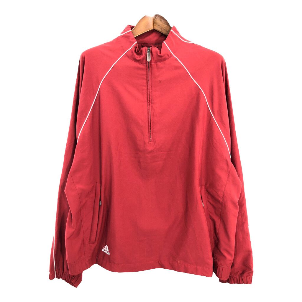adidas アディダス モックネック ハーフジップ ジャケット レッド (メンズ XL) 中古 古着 R4102