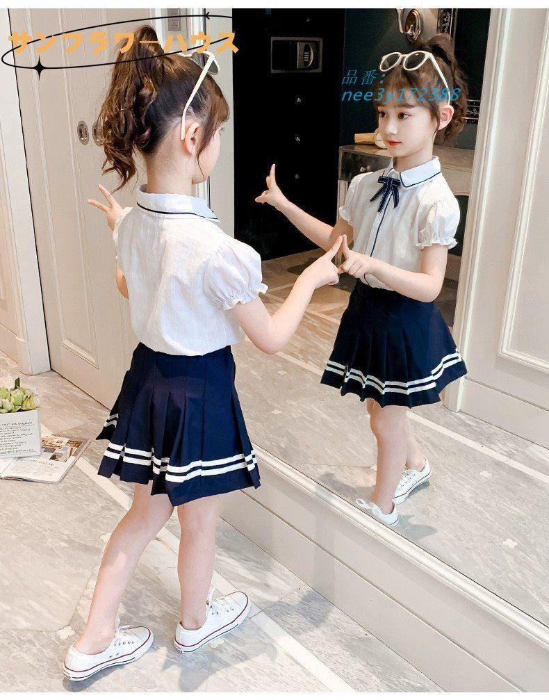 子供服 ショートパンツ セットアップ 半袖Tシャツ プリーツスカート 二点セットキッズ 女の子110-160入園式 小学生 入学式 nee3y172388