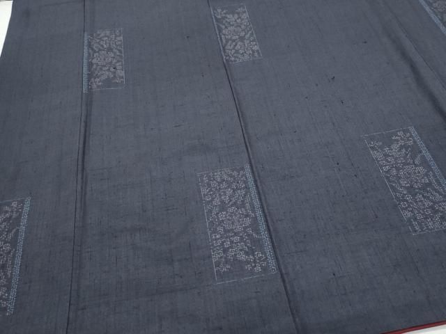 平和屋着物○結城紬 奥順 はたおり娘 80亀甲 短冊花文