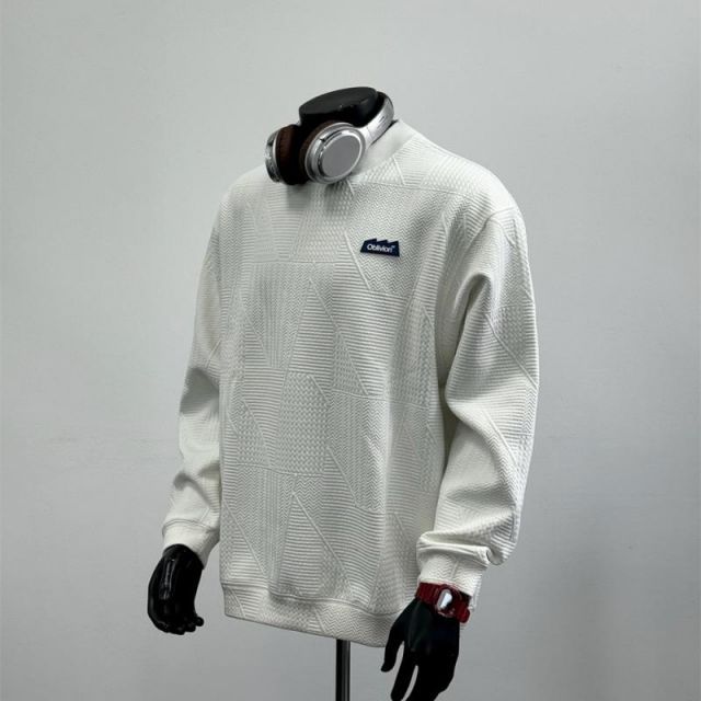 秋冬 コーデ メンズ  服 シンプル ファッション オシャレ 大人 かっこいい 大きいサイズ ストリート 紳士服  アメリカン ラウンドネック スウェットシャツ 無地 カジュアル ホワイト W 32