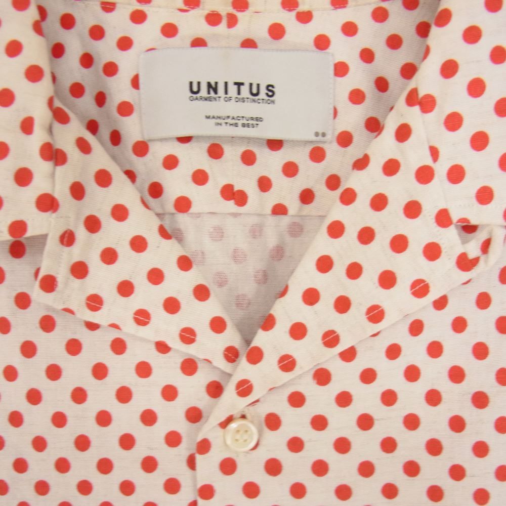 ユナイタス UNITUS コットン リネン 日本製 水玉 オープンカラー 半袖 